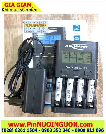Ansman Powerline 4.2Pro _Bộ sạc kèm sẳn 4 pin sạc Eneloop BK-4MCCE (AAA800mAh 1.2v)